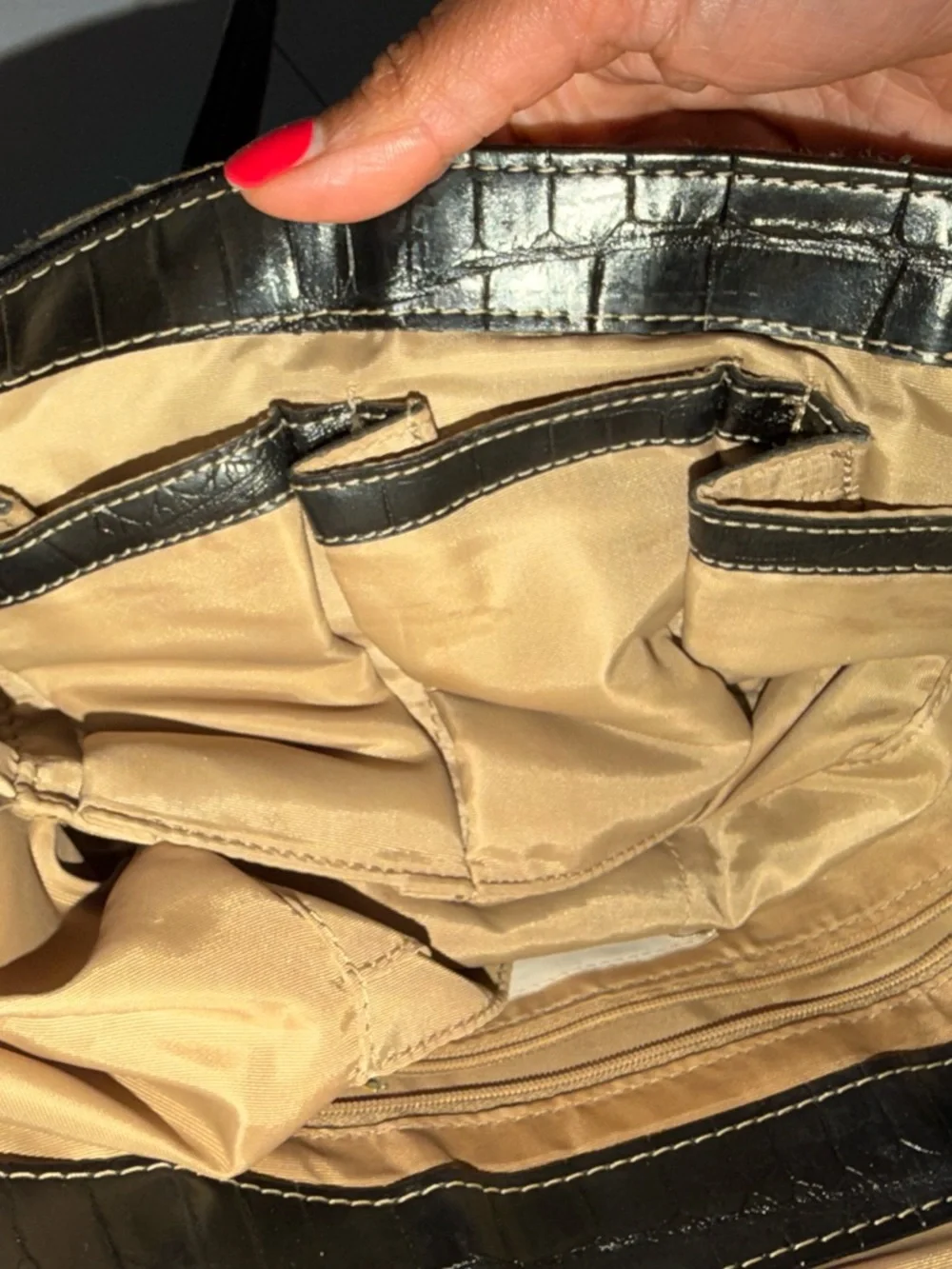 Liz Claiborne Black Croc-Embossed Shoulder Tote - Picture 16 of 16
